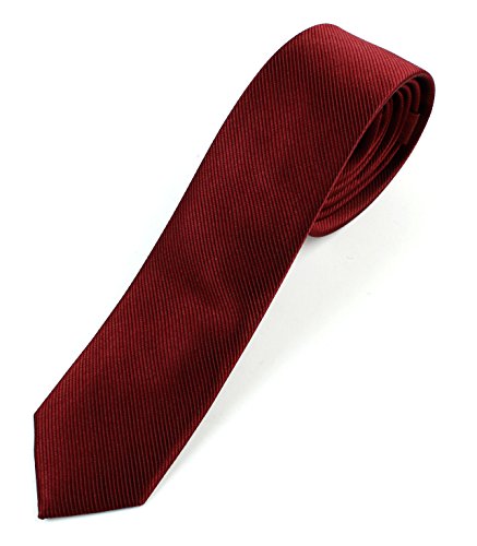 Men's Silk Skinny Necktie Tie - Burgundy