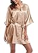 Women's Short Satin Kimono Robes Pure Color Sleepwear Bathrobe for Wedding Party