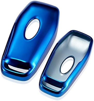 Remote Key Fob case cover for Ford smart key chain fit Explorer Edge mustang mondeo Focus MK3 MK4 Ecosport Kuga Escape Fiesta holder bag (BLUE)