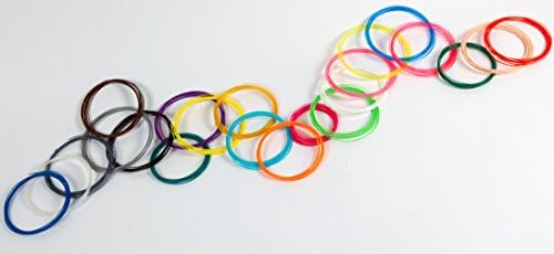 3D Pen Filaments For Use With Any 1.75mm 3D Pens In Premium PLA Plastic With Bonus Cleaning Filament, 25 Vibrant Colors With Glow in the Dark and Glass, 390 Total Feet Plus Free Stencils