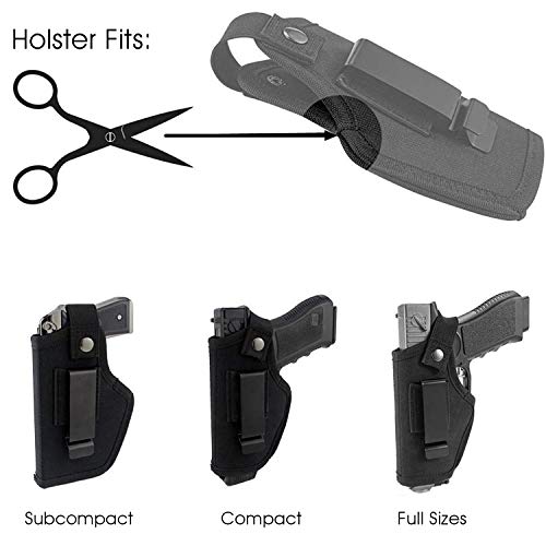 AIKATE 3 Pack Universal IWB OWB Gun Holster for Concealed Carry Weapon Case Inside or Outside The Waistband for Right and Left Hand Draw Fits Subcompact Compact Full Size Pistols - Thumbnail 3