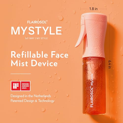 FLAIROSOL Hair Spray Bottle, Small Spray Bottle, Travel Size 90ml, Continuous Water Mist with Ultra Fine Mist for Toner, Face, Skin Care and Hair Mist, Orange