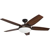 Honeywell Carmel 48-Inch Ceiling Fan with Integrated Light Kit and Remote Control, Five Reversible Cimarron/Ironwood Blades, Oil-Rubbed Bronze