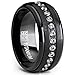 Black Titanium Men's Eternity Wedding Band Ring with Clear Round Cubic Zirconia 9mm