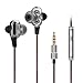 Earbuds Headphones, Noise Isolating Stereo Bass Earphones with Microphone, Dual Driver in-Ear Headphones for Android Smartphones, Galaxy, Tablets and More 3.5mm Audio Ports Devices