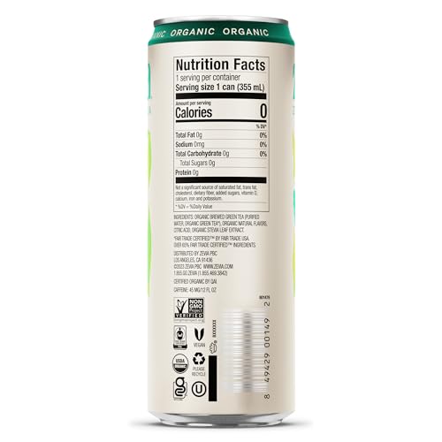 ZEVIA, TEA SWEETENED GREEN ORGANIC, 12 FL OZ