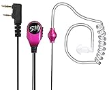 Sinhin Two Way Radio Earpiece Mic - Covert Acoustic Tube Transparent Headsets 2 Pin with PTT for Baofeng Kenwood Retevis Puxing Walkie Talkie(Red - K Head)