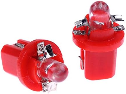 Tuankay 10pcs T5 B8.5D 5050 SMD LED Car Instrument Dashboard Light Bulbs (Red)