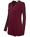 YaYa Bay Womens V-Neck Long Sleeve Pleated Front Henley Tunic