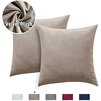 H.VERSAILTEX 2 Pack Pillow Covers Rich Velvet Plush Stretch Fabric Soft Solid Decorative Square Throw Pillow Covers Set Cushion Cases Pillow Cases for Livingroom/Couch, 18