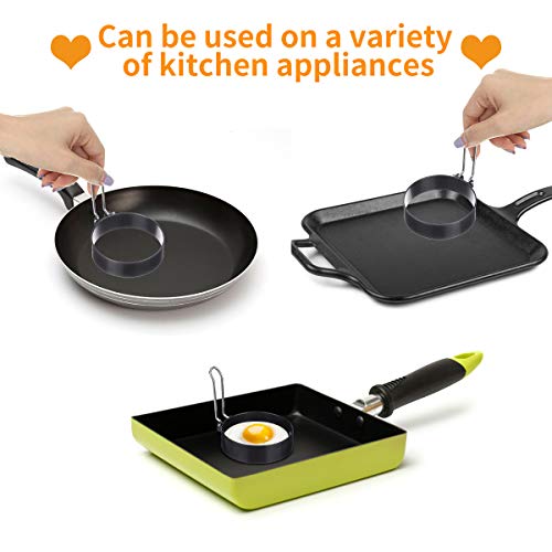 Egg Ring, ARTISTORE 2 Pack Round Egg Pancake Maker Mold, Stainless Steel Non Stick Metal Circle Shaper Mold, Household Kitchen Cooking Tool for Frying or Shaping Eggs, Egg Maker 3 Inch