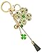 AM Landen Women's Key Chain Rhinestone Green Flower Keychain Bling Key Rings Handbag Purse Charm