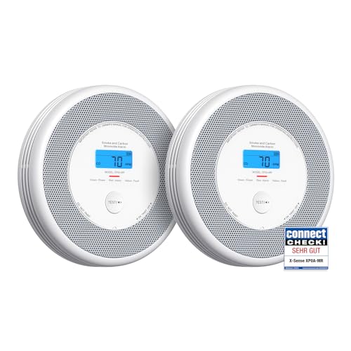 X-Sense Rauch und CO Melder mit Sprachalarm und Standortansage, mit XP0A-MR11 Kits, 30 mm dick ohne SBS50 Basisstation, XP0A-MR, 2 Stück