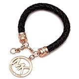 Women Retro Exquisite Luxury Charm Bracelets Leather Letter (Black)