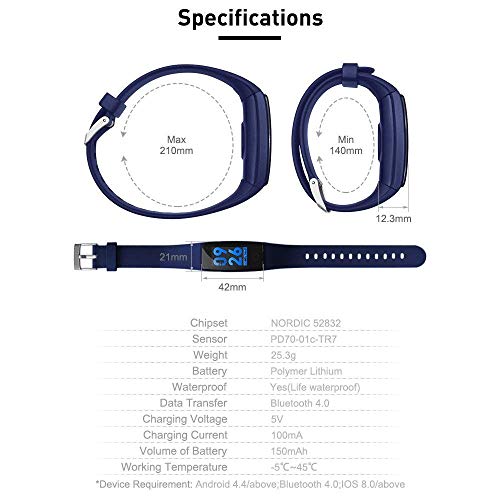 Blood Pressure Watch Fitness Tracker RIVERSONG Waterproof Color Screen Sport Smart Bracelet Band Activity Monitor with Heart Rate Calories Pedometer Sleeping Tracking Call/SMS Reminder for Smartphones - Thumbnail 7