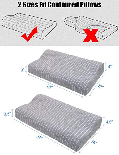 Replacement Pillow Cover Pillow Case for Contour Pillow Memory Foam Neck Pillow,Pillow Protector for Tempurpedic Pillow Latex Pillow Cervical Pillow,Soft 100% Cotton Fully Hidden Zippered Protection