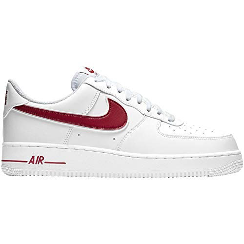 Nike Men's Air Force 1 '07 3 Basketball Shoes White/Gym Red, Size (9.5)