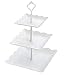 3 Tier Cake Stand Square Fruit Plate - Plastic Mini Cupcake Stand and Towers Tiered Display White Serving Platter Bases for Desserts Candy Station Donut Tower Wedding Buffet Birthday Party by WATBOB
