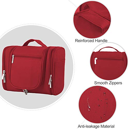 Hanging Toiletry Bag for Women & Men, OMYSTYLE Portable Travel Kit Bag, Waterproof Bathroom Toiletries Organizer with Hook for Makeup, Cosmetic, Shaving, Shampoo (Travel Size, Red) 4 Hanging Toiletry Bag for Women & Men, OMYSTYLE Portable Travel Kit Bag, Waterproof Bathroom Toiletries Organizer with Hook for Makeup, Cosmetic, Shaving, Shampoo (Travel Size, Red)