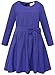 Bonny Billy Girls Long Sleeve Solid Pleated A-Line Children Dress with Bow 5-6 Years Blue