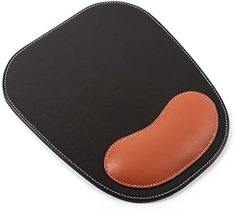 Mouse Pad Leather Gaming Mouse Mat with Wrist Rest Support Comfortable Portable Mouse Pad with Hard Surface for Office and Home Desk Non-Slip Mouse Pad (Orange)