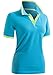 CLOVERY Women's Basic Solid Short Sleeve Polo Shirt Top Aqua Medium