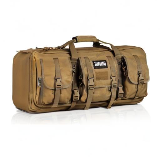 Savior Equipment American Classic Tactical Double Short Gun Case Pistol Bag, Spacious Front Pockets, Padded Shoulder Strap Included, 32 Inch Flat Dark Earth Tan