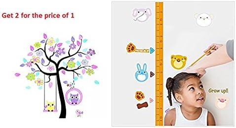 Vinyl wall decal for kids with growth chart ( 2 different wall sticker decor, with 1 order)