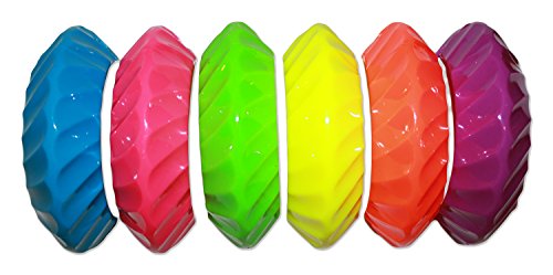 Neon Nation 6 Pack Set Ridged Saucer Shape Hinge 80s Bangle Bracelets