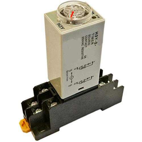 DC 24V Delay Timer Time Relay 0-60S DPDT 8-Pin & Base Socket H3Y-2