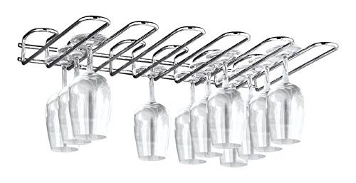 CKB LTD® 5 Row Under Cupboard Counter Wall Mounted Glass Rack 46.5 x 6 x 32 cm - Holds any type of Stemware Glassware Wine Glasses and Flutes