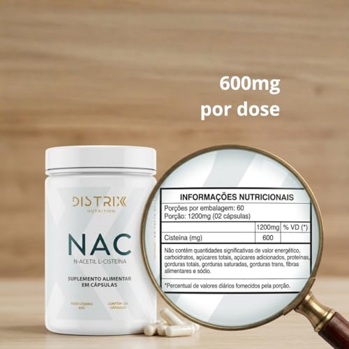 Distrix Nutrition NAC N-Acetilcisteína 600mg 120 Cápsulas - Não Contém Glúten