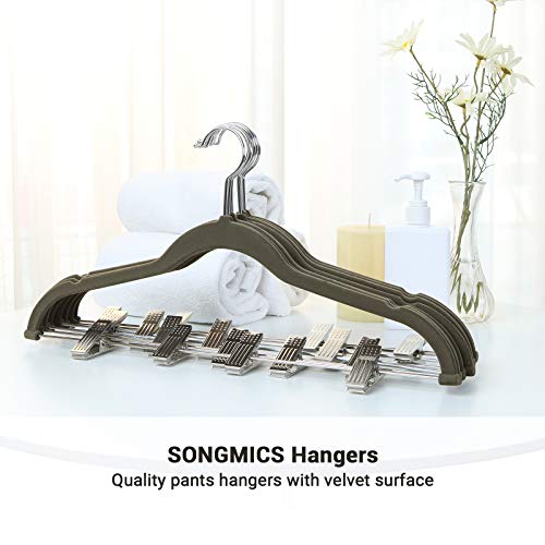image for SONGMICS 30-Pack Pants Hangers, 16.7 Inch Velvet Trousers Hangers, wit