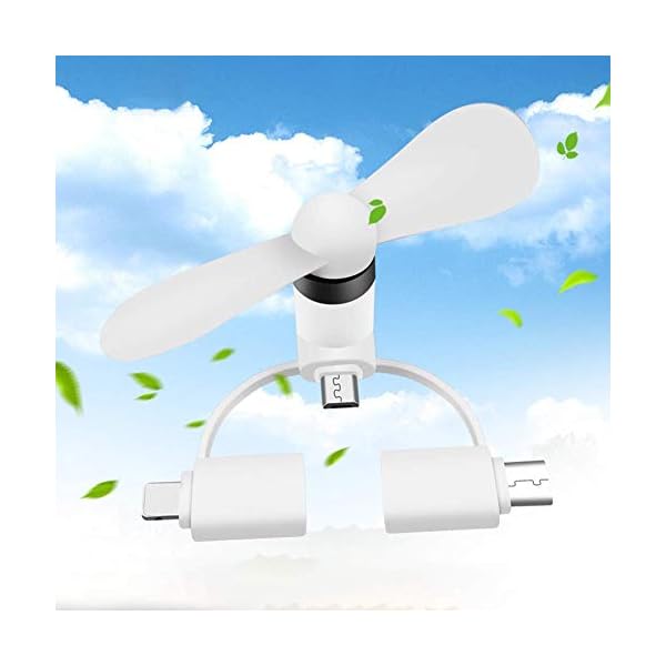 Mini Phone Fan,3-in-1 Portable Cell Phone Fan for Samsung Android Outdoor Cooling Fan Cooler Rotating Fan 3 Pack (Black…