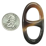 Marycrafts Size 4 Haft Amber Haft Black Buffalo Horn Scarf Ring H Oval Shape Twilly Scarf Ring Handmade 5.7x2.9 Cm