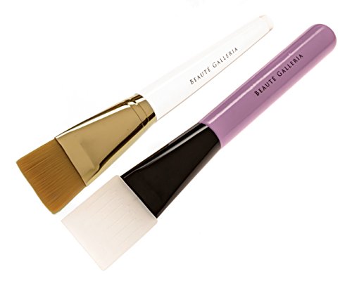 Beaute Galleria Facial Mask Brush Set of 2 - Synthetic Bristles Brush & Silicone Brush - Professional Quality for Applying Facial Mask, Eye Mask or DIY Home Spa