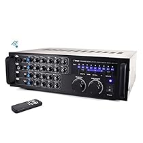 Pyle PMXAKB1000 - 1000 Watt DJ Karaoke Mixer and Amplifier with Built-in Bluetooth - 2 Microphone Inputs with Effects and EQ
