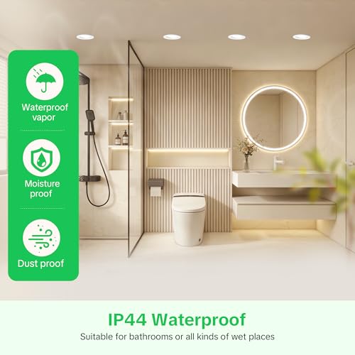 Aulaiyi LED Recessed Spotlight 230 V 68-80 mm Hole Size 5 W IP44 LED Spot Ultra Flat Ceiling Spotlights 45° Swivelling Recessed Lights 2700 K / 4000 K / 6000 K Spotlights Ceiling Light for Bathroom