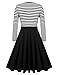 ACEVOG Women's Vintage Stripes Patchwok A-line Long Sleeve Cocktail Dress, Black, Large