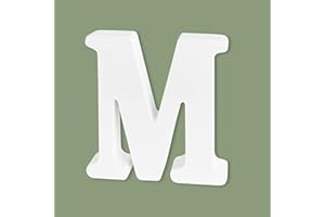 HANWER 4 Inch White Unfinished Wooden Letters for Crafts, Wood Alphabet Letters for Wall Decor, Marquee Letters for Wedding Birthday Party (Letter M)