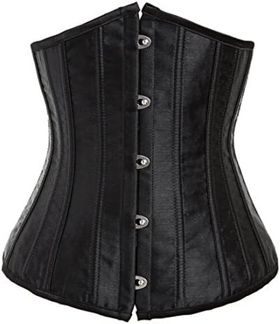 Moonight Women's Black 24 Spiral Steel Boned Satin Underbust Waist Training Corset
