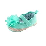 Voberry Infant Toddlers Baby Girls Soft Soled Flower Crib Shoes Girls Mary Jane Flat Shoes (0~6 Month, Green)