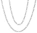 4mm Solid .925 Sterling Silver Flat Figaro Chain Necklace, 24 inches