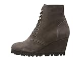 FootGift Women's Fashion Medium Heel Short Boots Lace Decoration Closed Toe Platform Wedges Shoes Gray US 13