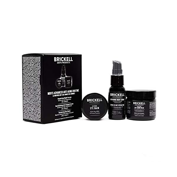 Brickell Men's Advanced Anti-Aging Routine, Night Face Cream, Vitamin C Facial Serum and Eye Cream, Natural and Organic…