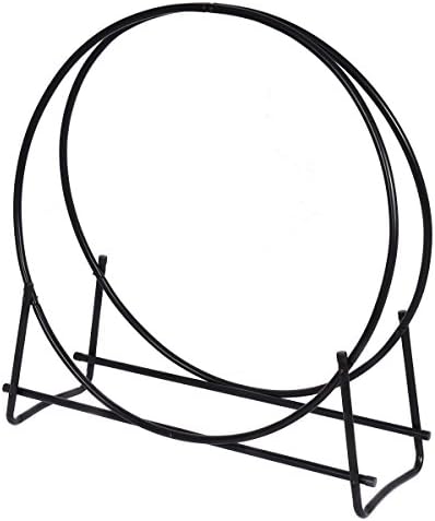 Tubular Steel Log Hoop Firewood Storage Rack Holder Round Display 40 Inch