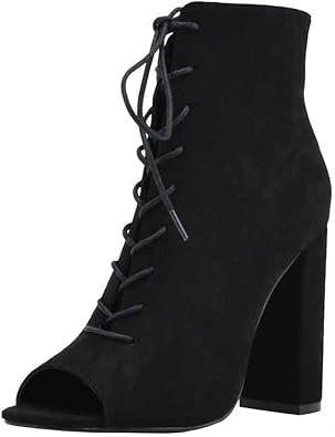 open toe block heel booties