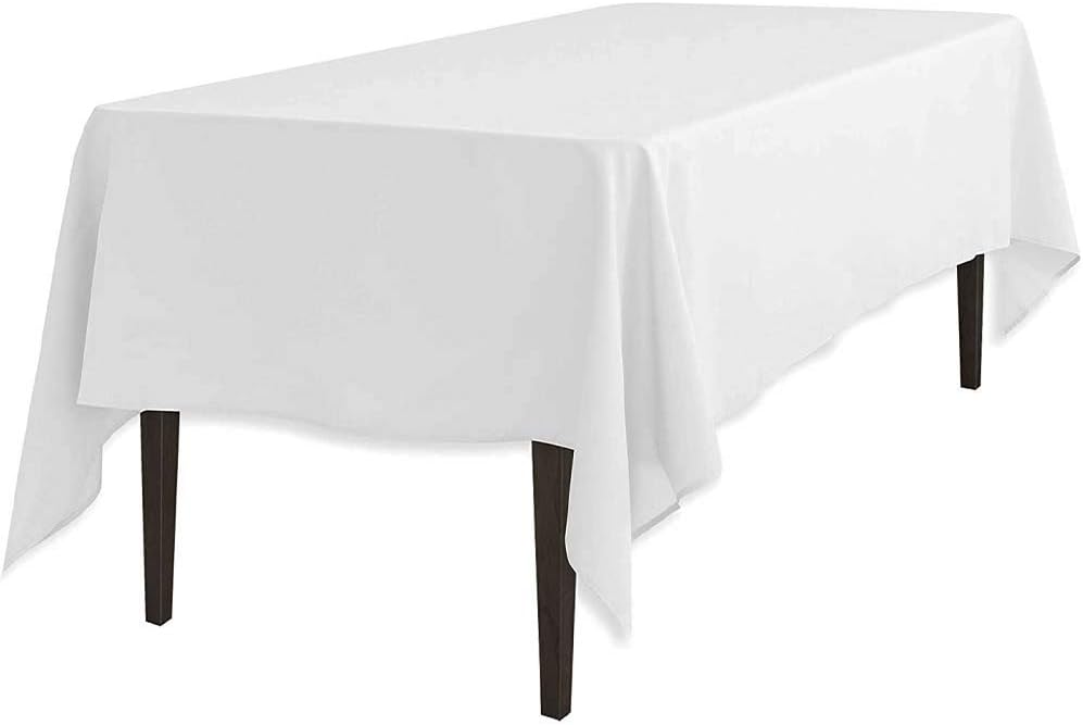 LinenTablecloth 60 x 102-Inch Rectangular Polyester Tablecloth White: Home & Kitchen