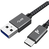 RAMPOW USB-C 3.0 Fast Charging Durable Braided Cable (Space Gray, 3.3ft), QC 3.0 Type-C Cable for Samsung Galaxy S8/S8+, Note 8, Nintendo Switch, LG V30, V20, Nexus 5X, 6P, GoPro5 and more