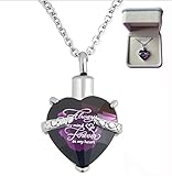 Heart Cremation Urn Necklace for Ashes Urn Jewelry Memorial Pendant with Fill Kit and Gift Box - Always on My Mind Forever in My Heart